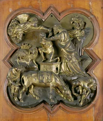 Das Opfer Isaaks, Bronzewettbewerbsrelief für die Baptisteriumstüren, Florenz, 1401